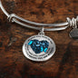 My Mind Still Talks To You Blue Butterfly Broken Heart Circle Adjustable Luxury Bangle with Back Engraving