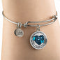 My Mind Still Talks To You Blue Butterfly Broken Heart Circle Adjustable Luxury Bangle with Back Engraving