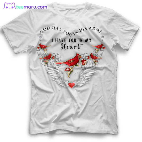 MEBS003 God Has You In His Arms Cardinal Memorial T-Shirt