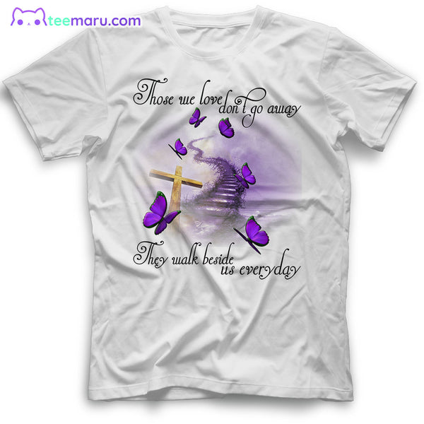 MEBS040 Those We Love Purple Butterfly Stairway Heaven Memorial T-Shirt