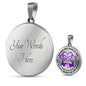 My Mind Still Talks To You Purple Butterfly Infinite Love Heart PT0017 Luxury Necklace with Back Engraving