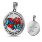 SP0109023 My Mind Still Talks To You Blue Butterflies Broken Heart And Rose Luxury Necklace with Back Engraving