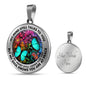 AG2408004 My Mind Still Talks To You Turquoise Butterflies Flower Luxury Necklace with Back Engraving