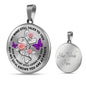JL2007013 My Mind Still Talks To You Purple Butterflies Three Rose And Silver Cross Luxury Necklace with Back Engraving