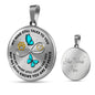 JL1507001 My Mind Still Talks To You Turquoise Butterflies Gold One Paw Luxury Necklace with Back Engraving