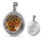 AG2208032 My Mind Still Talks To You Orange Monarch Butterflies Tree Of Life Luxury Necklace with Back Engraving