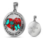 SP0109013 My Mind Still Talks To You Turquoise Butterflies Broken Heart And Rose Luxury Necklace with Back Engraving