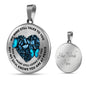 TM0002 My Mind Still Talks To You Blue Butterfly Broken Heart Luxury Necklace with Back Engraving