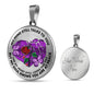 SP0109010 My Mind Still Talks To You Purple Butterflies Broken Heart And Rose Luxury Necklace with Back Engraving