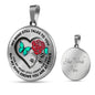 B0708076 My Mind Still Talks To You Green Butterflies Rose And Black Heart Shape Luxury Necklace with Back Engraving