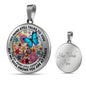 AG2208010 My Mind Still Talks To You Blue Butterflies Flower Luxury Necklace with Back Engraving