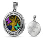 B070609 My Mind Still Talks To You Green And Purple Butterflies Luxury Necklace with Back Engraving