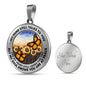 AG2508017 My Mind Still Talks To You Orange Monarch Butterflies Flower Luxury Necklace with Back Engraving