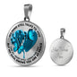 SP0109015 My Mind Still Talks To You Blue Butterflies Broken Heart Luxury Necklace with Back Engraving