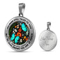 AG2608007 My Mind Still Talks To You Turquoise Butterflies Flower Luxury Necklace with Back Engraving