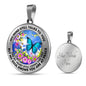 AG2408014 My Mind Still Talks To You Blue Butterflies Flower Luxury Necklace with Back Engraving