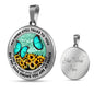 AG2508002 My Mind Still Talks To You Turquoise Butterflies Flower Luxury Necklace with Back Engraving