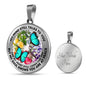 AG2608006 My Mind Still Talks To You Turquoise Butterflies Flower Luxury Necklace with Back Engraving