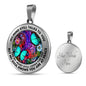 AG2608001 My Mind Still Talks To You Turquoise Butterflies Flower Luxury Necklace with Back Engraving