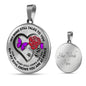 B0708073 My Mind Still Talks To You Purple Butterflies Rose And Black Heart Shape Luxury Necklace with Back Engraving