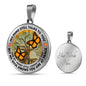 AG1308008 My Mind Still Talks To You Orange Monarch Butterflies Tree Of Life Luxury Necklace with Back Engraving