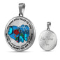SP0109004 My Mind Still Talks To You Blue Butterflies Broken Heart And Rose Luxury Necklace with Back Engraving
