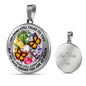 AG2608026 My Mind Still Talks To You Orange Monarch Butterflies Flower Luxury Necklace with Back Engraving