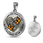 SP0509006 My Mind Still Talks To You Orange Monarch Butterflies Golden Broken Heart Luxury Necklace with Back Engraving