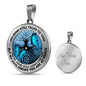 AG2108020 My Mind Still Talks To You Blue Butterflies Tree Of Life Luxury Necklace with Back Engraving