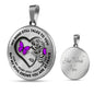 B0708022 My Mind Still Talks To You Purplpe Butterflies Black Rose And Heart Shape Luxury Necklace with Back Engraving