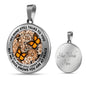 AG2608014 My Mind Still Talks To You Orange Monarch Butterflies Flower Luxury Necklace with Back Engraving