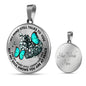 SP0509002 My Mind Still Talks To You Turquoise Butterflies Broken Heart Luxury Necklace with Back Engraving