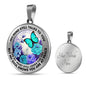 AG2208008 My Mind Still Talks To You Turquoise Butterflies Flower Luxury Necklace with Back Engraving