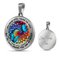 AG2408032 My Mind Still Talks To You Blue Butterflies Flower Luxury Necklace with Back Engraving