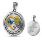 B0708018 My Mind Still Talks To You Blue Butterflies Golden Rose And Heart Shape Luxury Necklace with Back Engraving