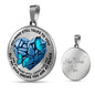 SP0109005 My Mind Still Talks To You Blue Butterflies Broken Heart Of Rocks Luxury Necklace with Back Engraving