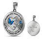 B0708103 My Mind Still Talks To You Pink Butterflies Silver Rose And Heart Shape Luxury Necklace with Back Engraving