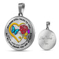 B0708064 My Mind Still Talks To You Turquoise And Purple Butterflies Rose And Golden Heart Shape Luxury Necklace with Back Engraving