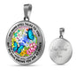 AG2408017 My Mind Still Talks To You Blue Butterflies Flower Luxury Necklace with Back Engraving