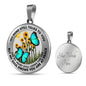AG2508005 My Mind Still Talks To You Turquoise Butterflies Flower Luxury Necklace with Back Engraving