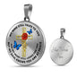 JL2107019 My Mind Still Talks To You Blue Butterflies Rose Double Cross Luxury Necklace with Back Engraving