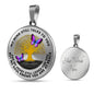 B0706016 My Mind Still Talks To You Purple And Blue Butterflies Tree Of Life And Land Luxury Necklace with Back Engraving