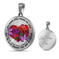 SP0109022 My Mind Still Talks To You Purple Butterflies Broken Heart And Rose Luxury Necklace with Back Engraving