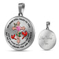 JL2107006 My Mind Still Talks To You Red Cadinals Rose Gold Cross Ruby Luxury Necklace with Back Engraving
