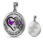 B0708115 My Mind Still Talks To You Purple Butterflies Black Rose And Heart Shape Luxury Necklace with Back Engraving