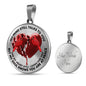SP0109040 My Mind Still Talks To You Red Cardinals Broken Heart Luxury Necklace with Back Engraving