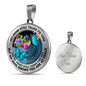 AG2408029 My Mind Still Talks To You Blue Butterflies Flower Luxury Necklace with Back Engraving