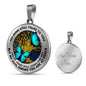 B070604 My Mind Still Talks To You Turquoise Butterflies Luxury Necklace with Back Engraving