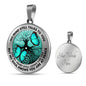 AG2108004 My Mind Still Talks To You Turquoise Butterflies Tree Of Life Luxury Necklace with Back Engraving