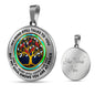 JL2307004 My Mind Red Cardinals Opal Circle Golden Tree Of Life Luxury Necklace with Back Engraving